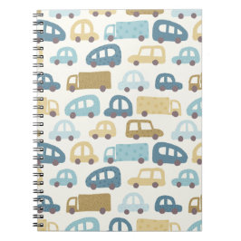 Caderno Espiral Carros e Caminhões de Brinquedo | Azul Poeirento B