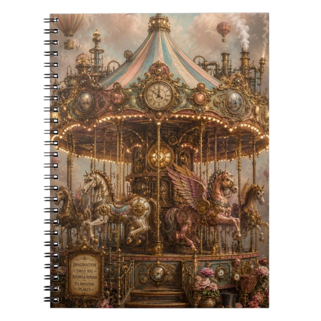 Caderno Espiral Carrusel Caprichoso Steampunk (Frente)