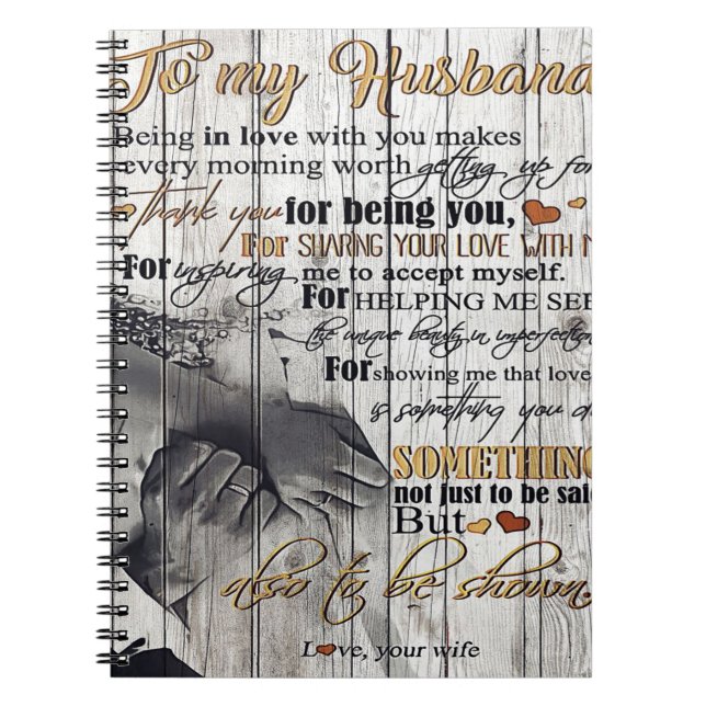 Caderno Espiral Carta Ao Meu Marido, Bonito Cota Presente (Frente)
