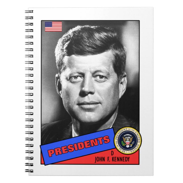 Caderno Espiral Cartão de beisebol de John F. Kennedy (Frente)