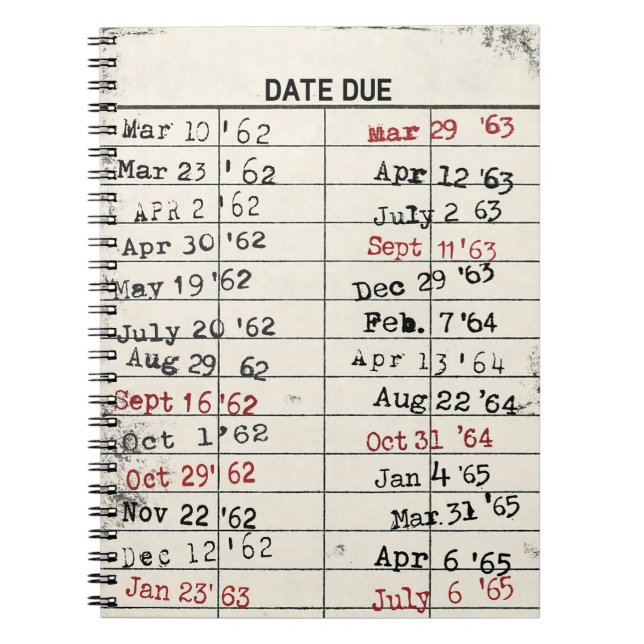 Caderno Espiral Cartão de Biblioteca Retroativa (Frente)