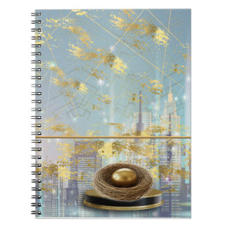 Caderno Espiral Cartão de Convite de Páscoa em Folha de Ouro de Lu