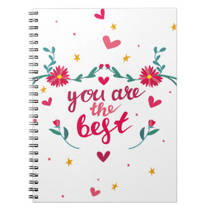 Caderno Espiral Cartão de dia de os namorados com coração, flor