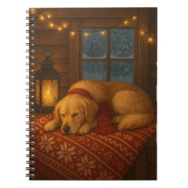 Caderno Espiral Cartão de Natal para ouro Retriever