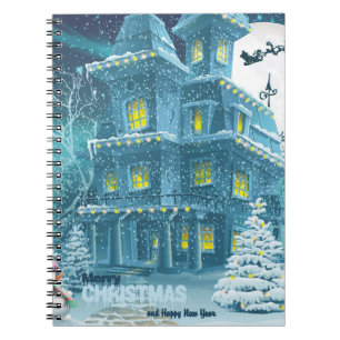 Caderno Espiral Cartão de saudação de Natal e Ano Novo com a image