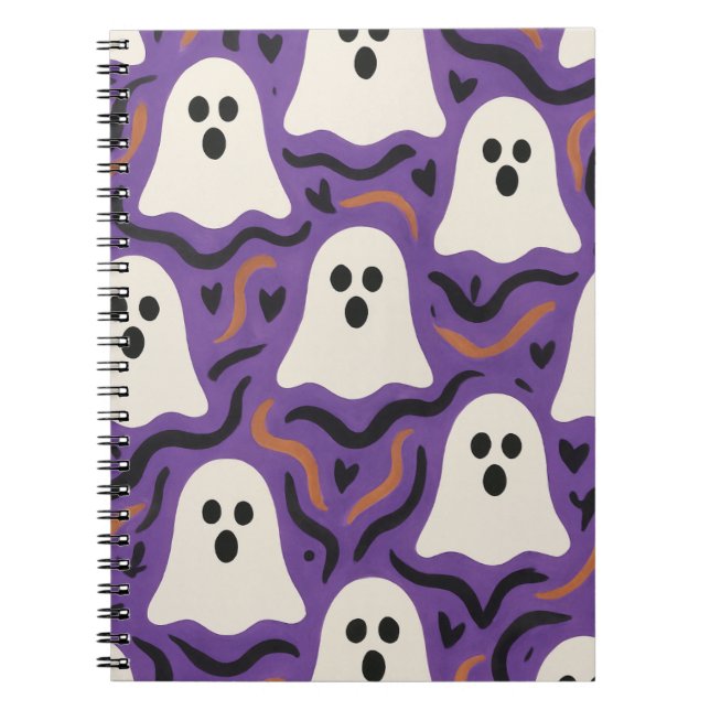 Caderno Espiral Cartão de Saudação de Vazio de Halloween do Padrão (Frente)