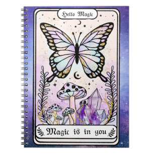 Caderno Espiral Cartão de Tarô Witchy