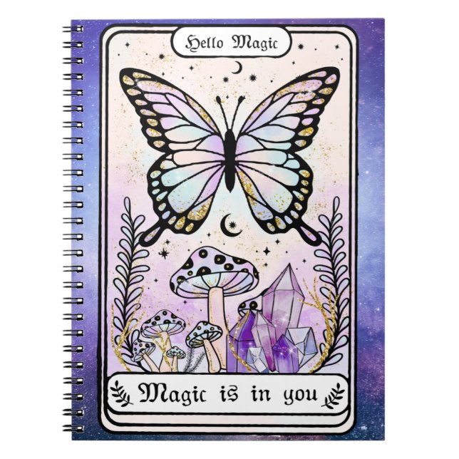 Caderno Espiral Cartão de Tarô Witchy (Frente)