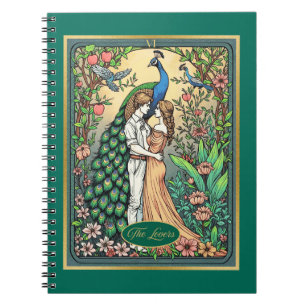 Caderno Espiral Cartão de Tarot Art Nouveau, Os Amantes