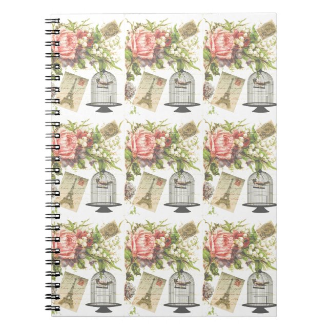 Caderno Espiral Cartão-postal do notebook francês (Frente)