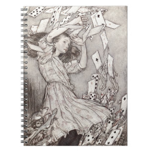 Caderno Espiral Cartas Caindo da Alice Retro com Design Vitoriano