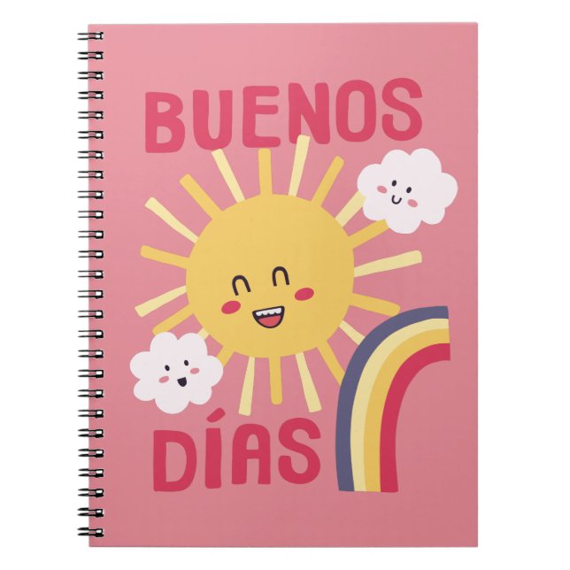 Caderno Espiral Cartaz de arte da creche Happy Sun em espanhol (Frente)