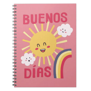 Caderno Espiral Cartaz de Arte da Happy Sun Nursery em Espanhol