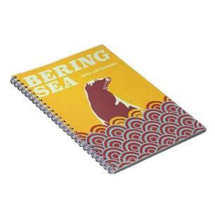 Caderno Espiral Cartaz de aventura estilo vintage do Mar de Bering