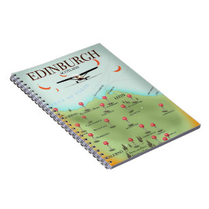 Caderno Espiral cartaz de impressão de mapa antigo de Edimburgo Es