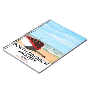 Caderno Espiral Cartaz de viagem antigo de Porth Dafarch, Anglesey