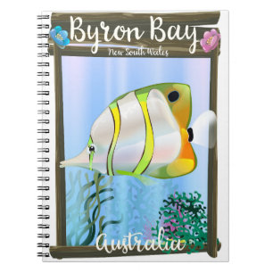 Caderno Espiral Cartaz de viagem Byron Bay Austrália.