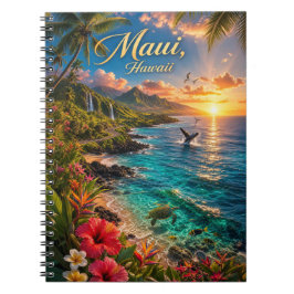 Caderno Espiral Cartaz de Viagem da Costa Tropical do Maui Havaí