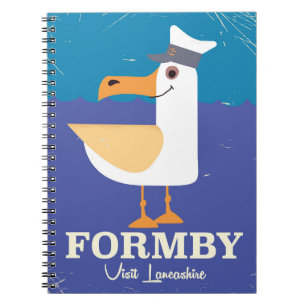 Caderno Espiral Cartaz de viagem da gaivota de Fomby Lancashire