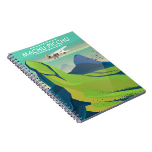 Caderno Espiral cartaz de viagem de avião para machu picchu