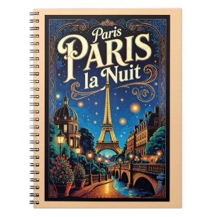 Caderno Espiral Cartaz de Viagem de Paris,