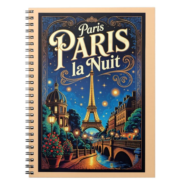 Caderno Espiral Cartaz de Viagem de Paris,  (Frente)