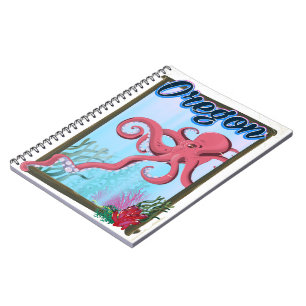 Caderno Espiral Cartaz de viagem do polvo do Oregon.
