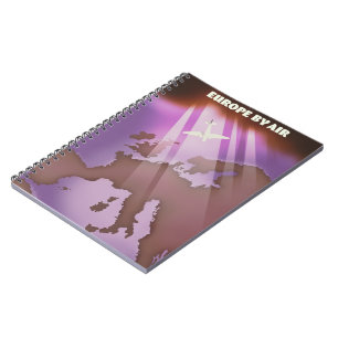 Caderno Espiral Cartaz de viagem estilo retrô Europe By Air.