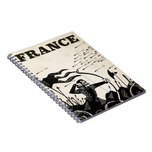 Caderno Espiral cartaz de viagem vintage da França. carro medieval