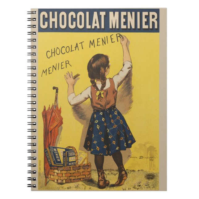 Caderno Espiral Cartaz Francês Vintage Chocolat Menier Arte Bouiss (Frente)