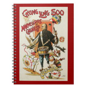 Caderno Espiral Cartaz Mágico Antigo, Mágico Chung Ling Soo