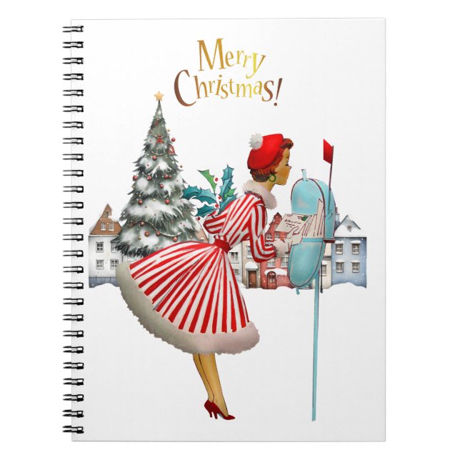 Caderno Espiral cartões de natal de Postada de Lady 1950 (Frente)