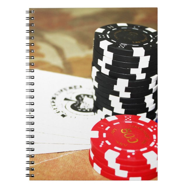 Caderno Espiral Cartões de pôquer Aces Chips Jogo de Jogo Casino (Frente)