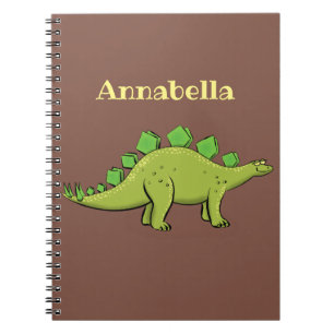 Caderno Espiral Cartografia de dinossauros de stegossauro verde e