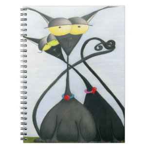 Caderno Espiral Cartografia de Gato Negro e Cinza