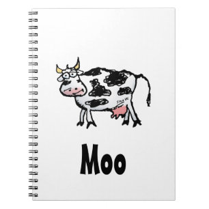 Caderno Espiral Cartografia de Vaca Branca e Negra Engraçada