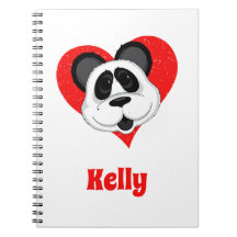 Cartoon Adorável Panda Bear em Amor Coração