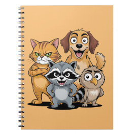 Caderno Espiral Cartoon Animal Friends Team Illustration