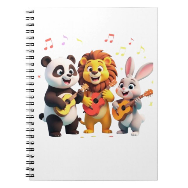Caderno Espiral 🎵 Cartoon Animal Music Party – Fun & Cute Musical (Frente)