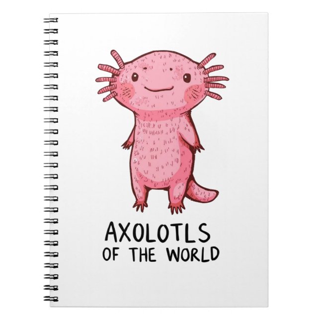 Caderno Espiral Cartoon Axolotl desenhado À Mão (Frente)
