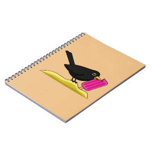 Caderno Espiral Cartoon Blackbird Comendo Um Sorvete