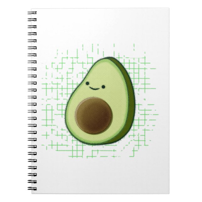 Caderno Espiral Cartoon Bonito Avocado Em Fundo Distante (Frente)