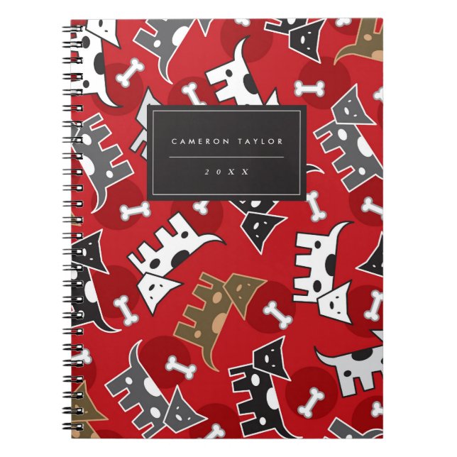 Caderno Espiral Cartoon Bonito Cachorros E Ossos Colados (Frente)