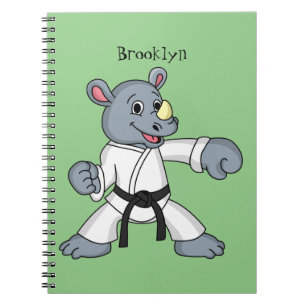 Caderno Espiral Cartoon bonito rhino kung fu