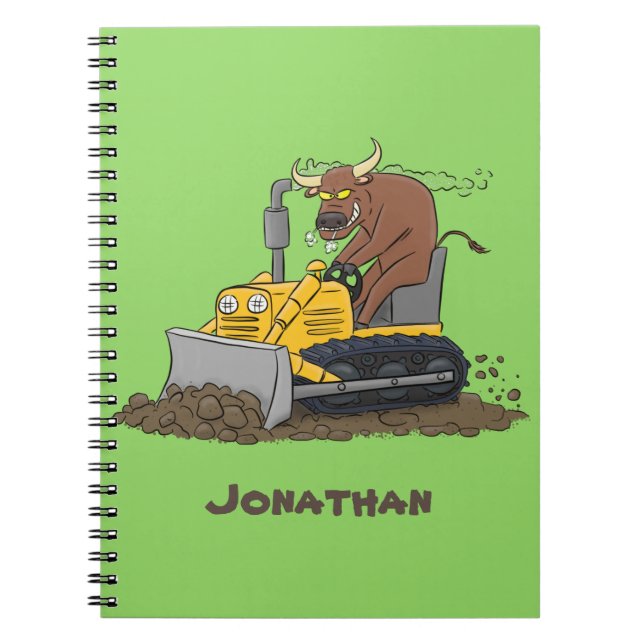 Caderno Espiral Cartoon buldozer engraçado (Frente)