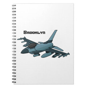 Caderno Espiral Cartoon de avião de combate militar