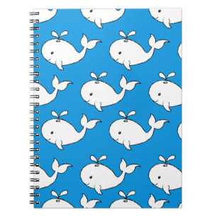 Caderno Espiral Cartoon de Baleia Desenhada à Mão Azul