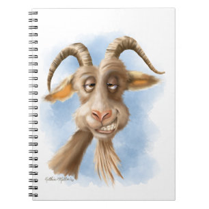 Caderno Espiral Cartoon de Cabra Engraçado