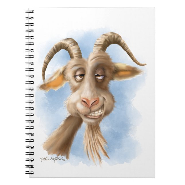 Caderno Espiral Cartoon de Cabra Engraçado (Frente)