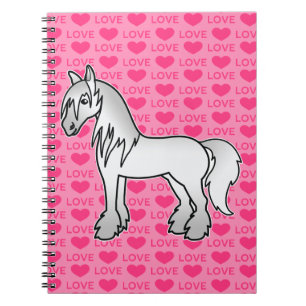 Caderno Espiral Cartoon de cinza Gypsy Vanner Shire Clydesdale Lov